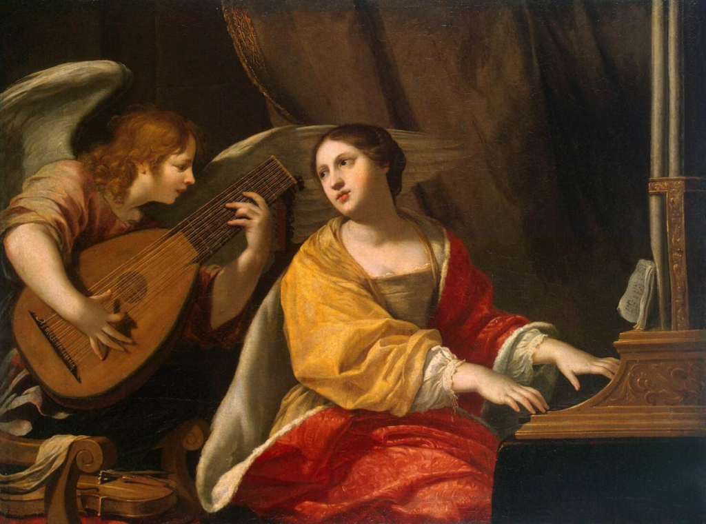 imagem pintura de Santa Cecília Mártir Padroeira dos músicos 